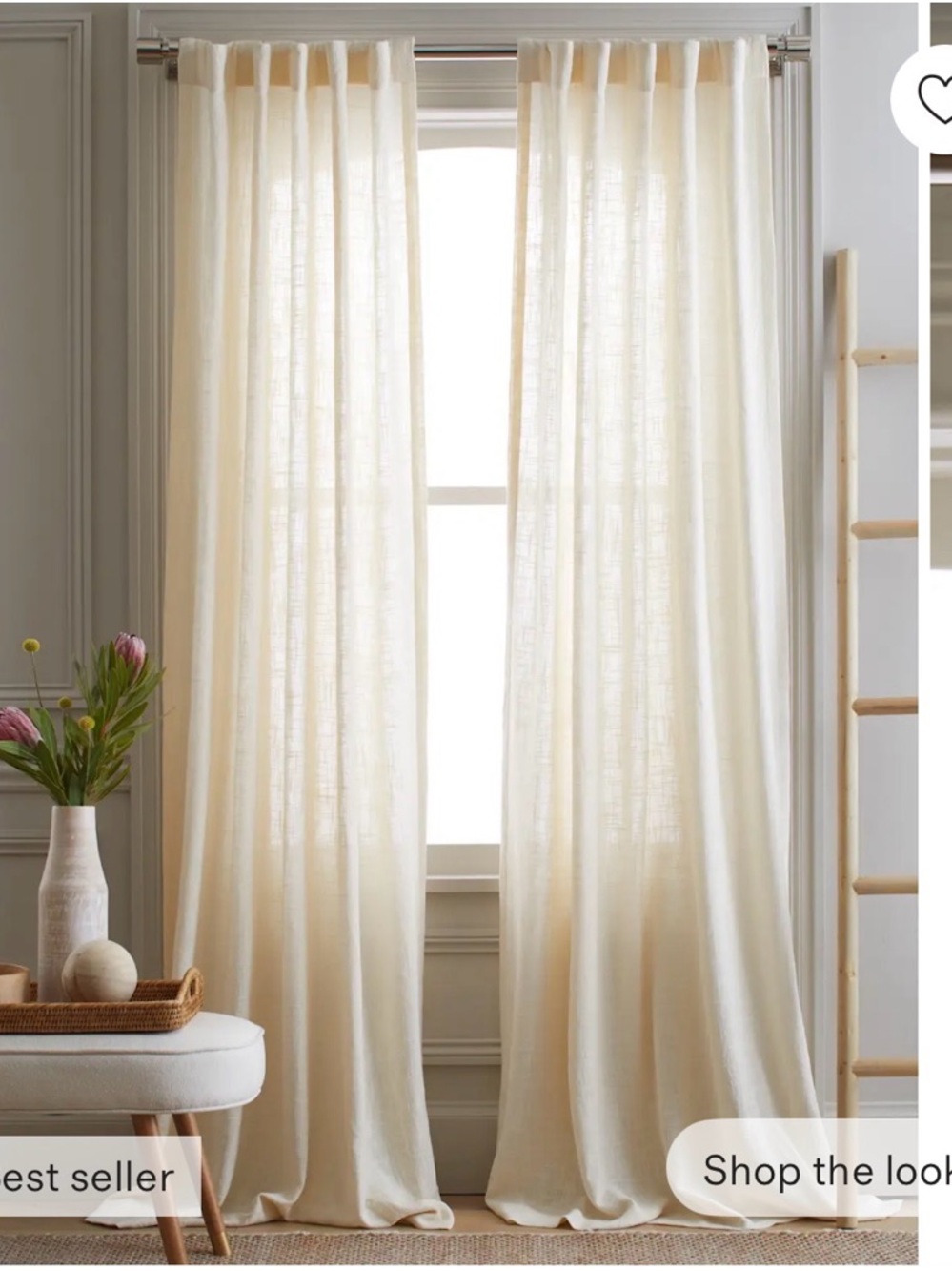 (Set of 2) Quince Sheer Textured Curtain Panels - Ivory/Cream (17)